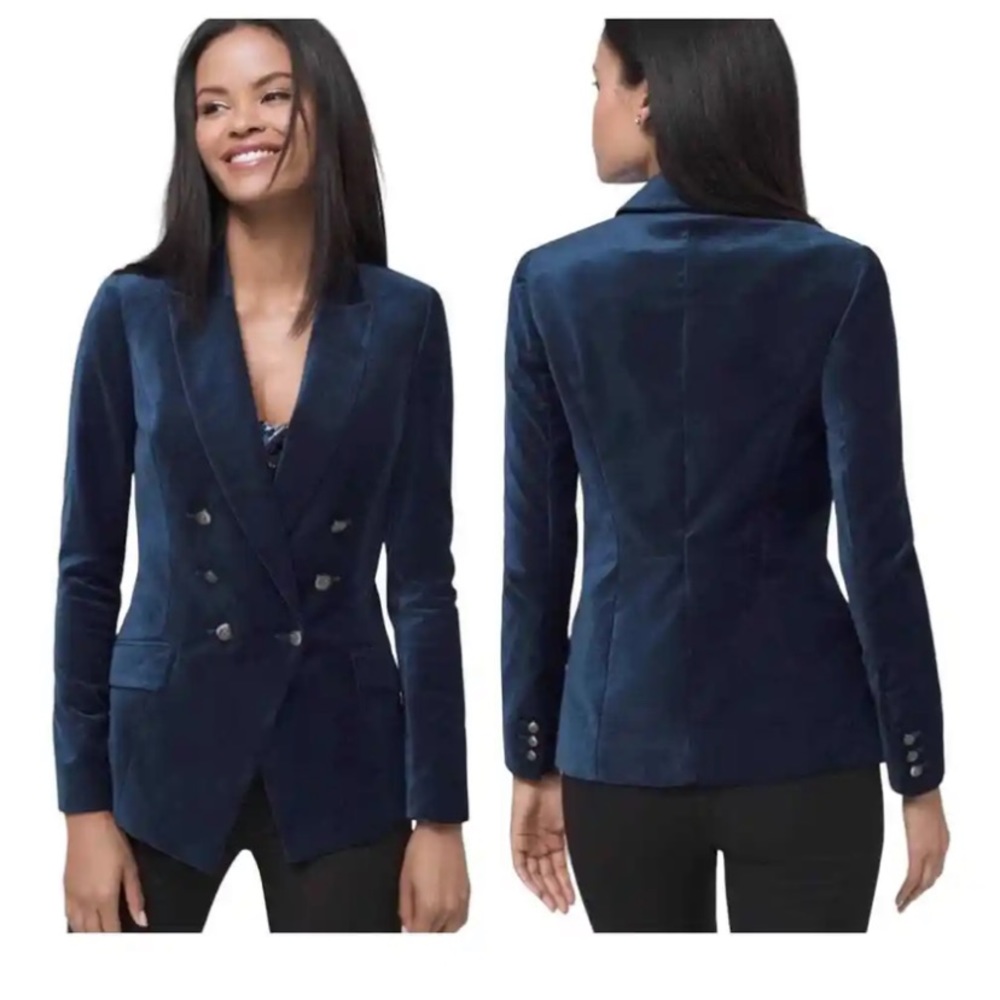 Velvet Blazer by White House Black Market Navy Blue